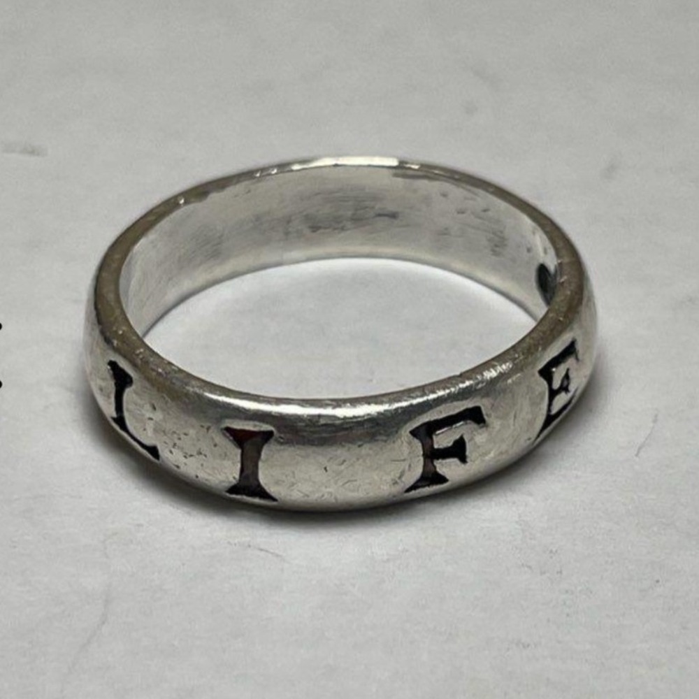 Sterling Silver 925 LIFE Engraved Band Ring Size 6.5 3.3g